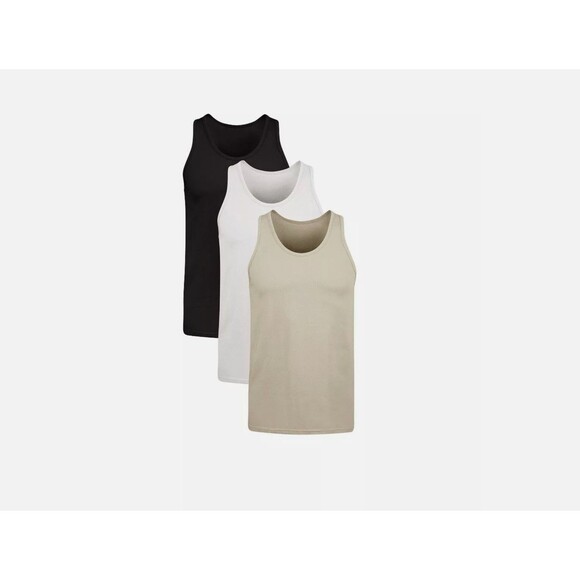 NEW Hanes Originals Mens Large Tailored Fit Stretch Cool Tank Top 3 Pack Tagless - Picture 1 of 6